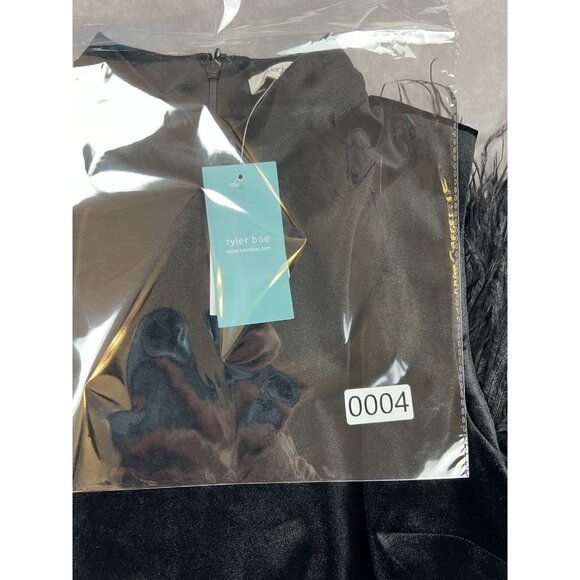 Tyler Böe Black Velvet Feather-Hem Holiday Party Dress NWT – Size L - Picture 6 of 7